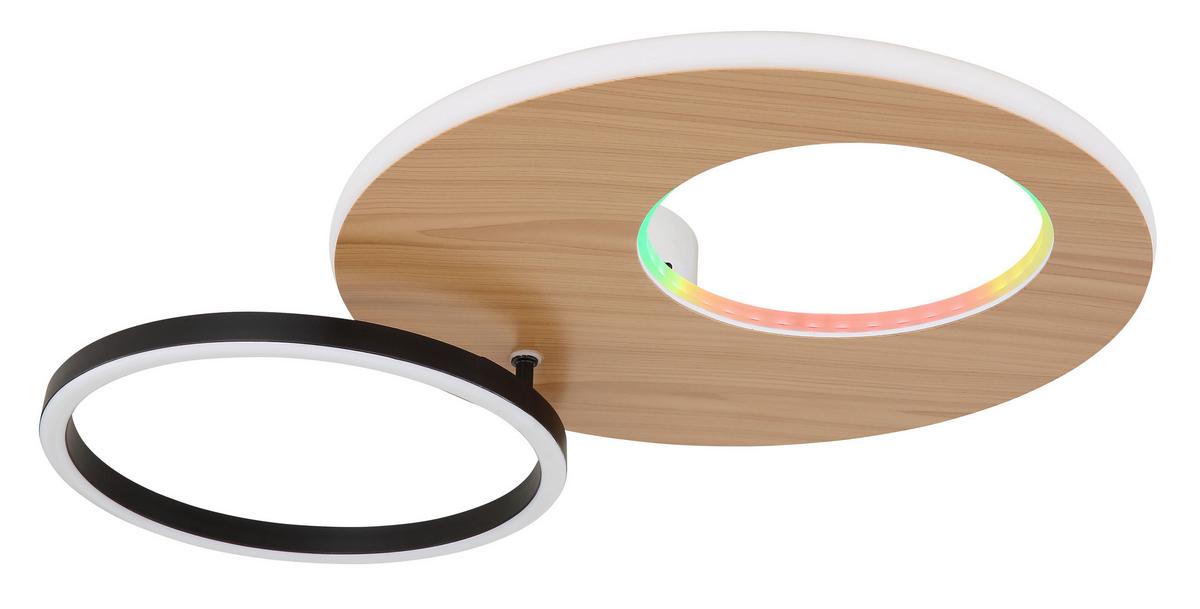 Led-deckenleuchte 67285-21 - Dunkelbraun/Opal, Design, Holzwerkstoff/Kunststoff (61,2/40/10,5cm) - Globo