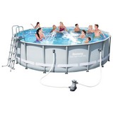 Stahlrahmenpool Set Power Steel Frame Ø 488 x H 122 cm - Grau, Kunststoff/Metall (488/122cm) - Bestway