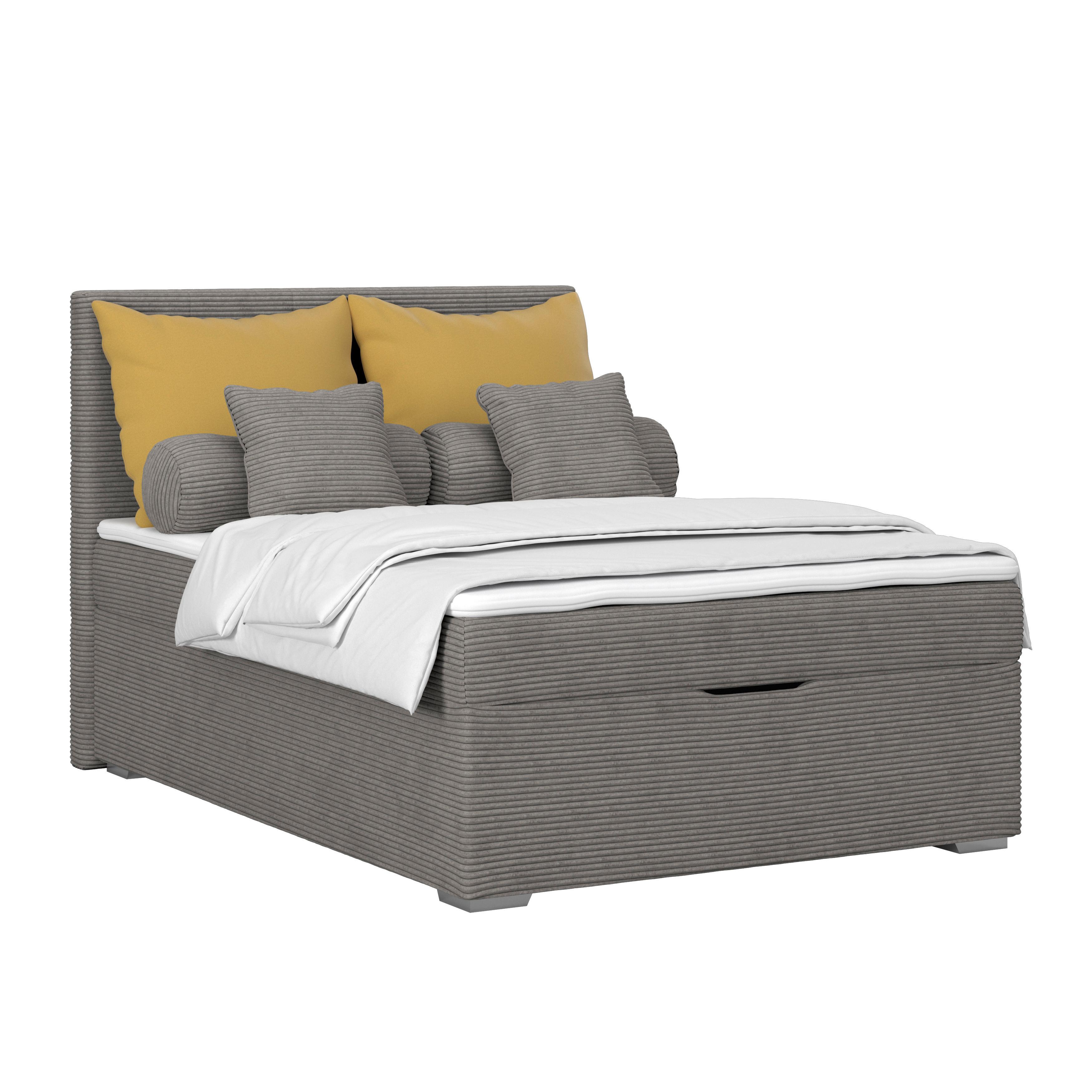 Kárpitozott Ágy Adria 140/200cm - antracit, Konventionell, textil/fa (140/200cm)