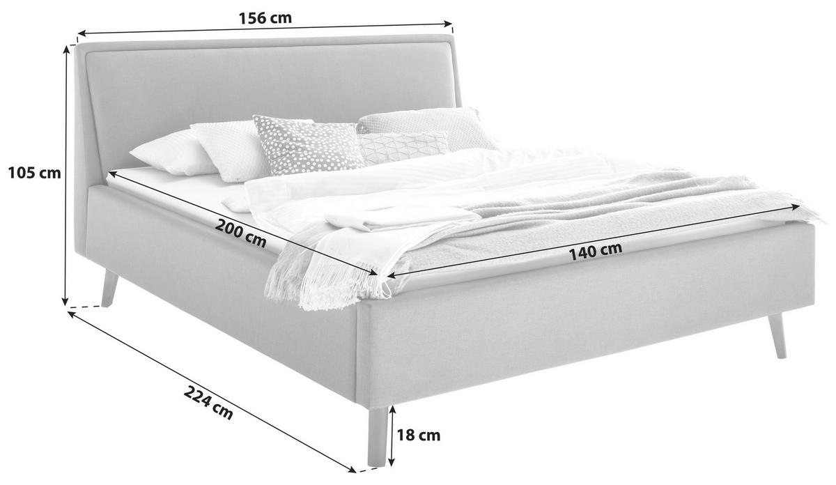 Polsterbett 140x200 cm Frieda Grau - Eichefarben/Grau, MODERN, Textil (140/200cm) - Livetastic