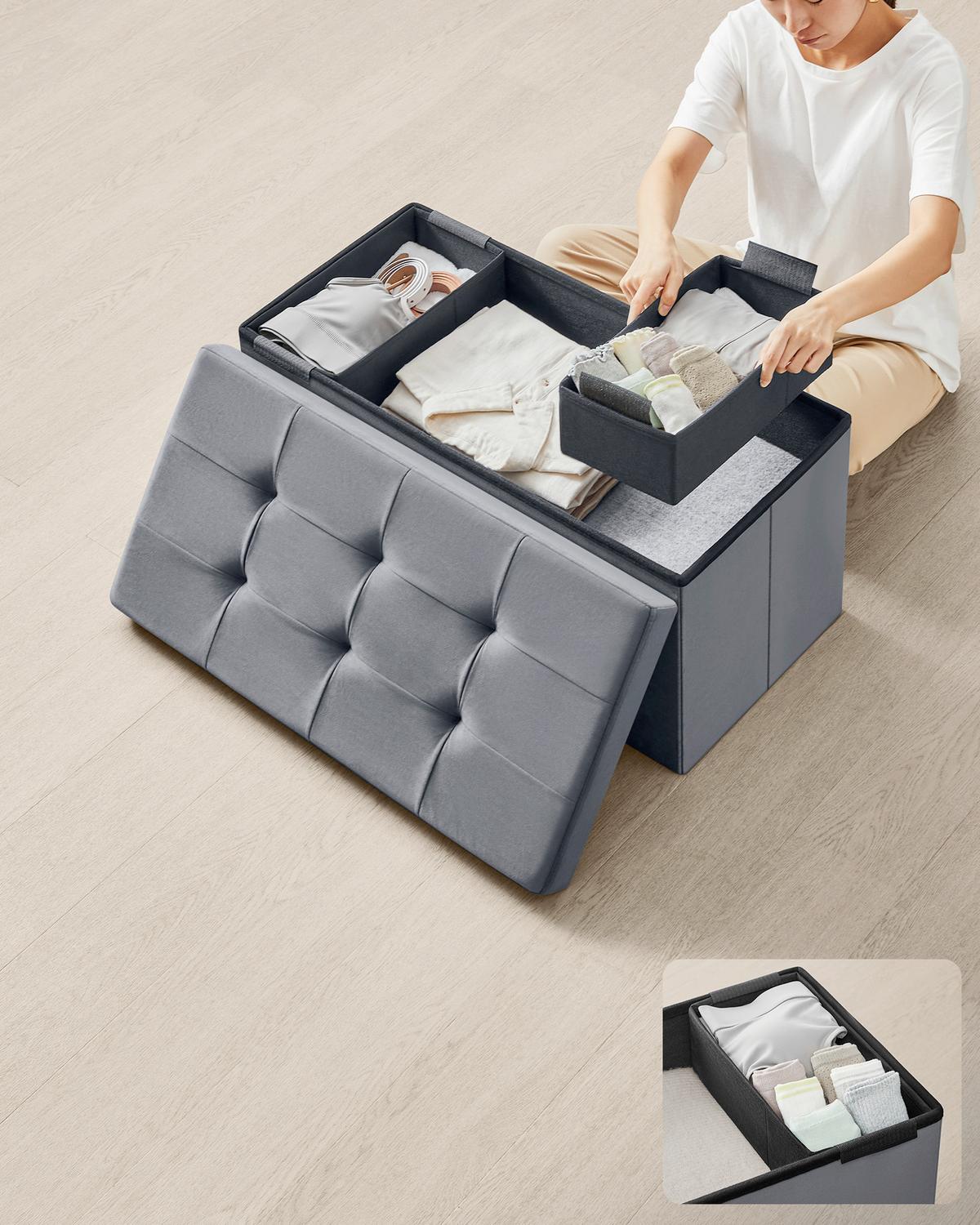 Sitzbox Grau B: 76cm - Grau, Basics, Holzwerkstoff/Textil (76/38/38cm)