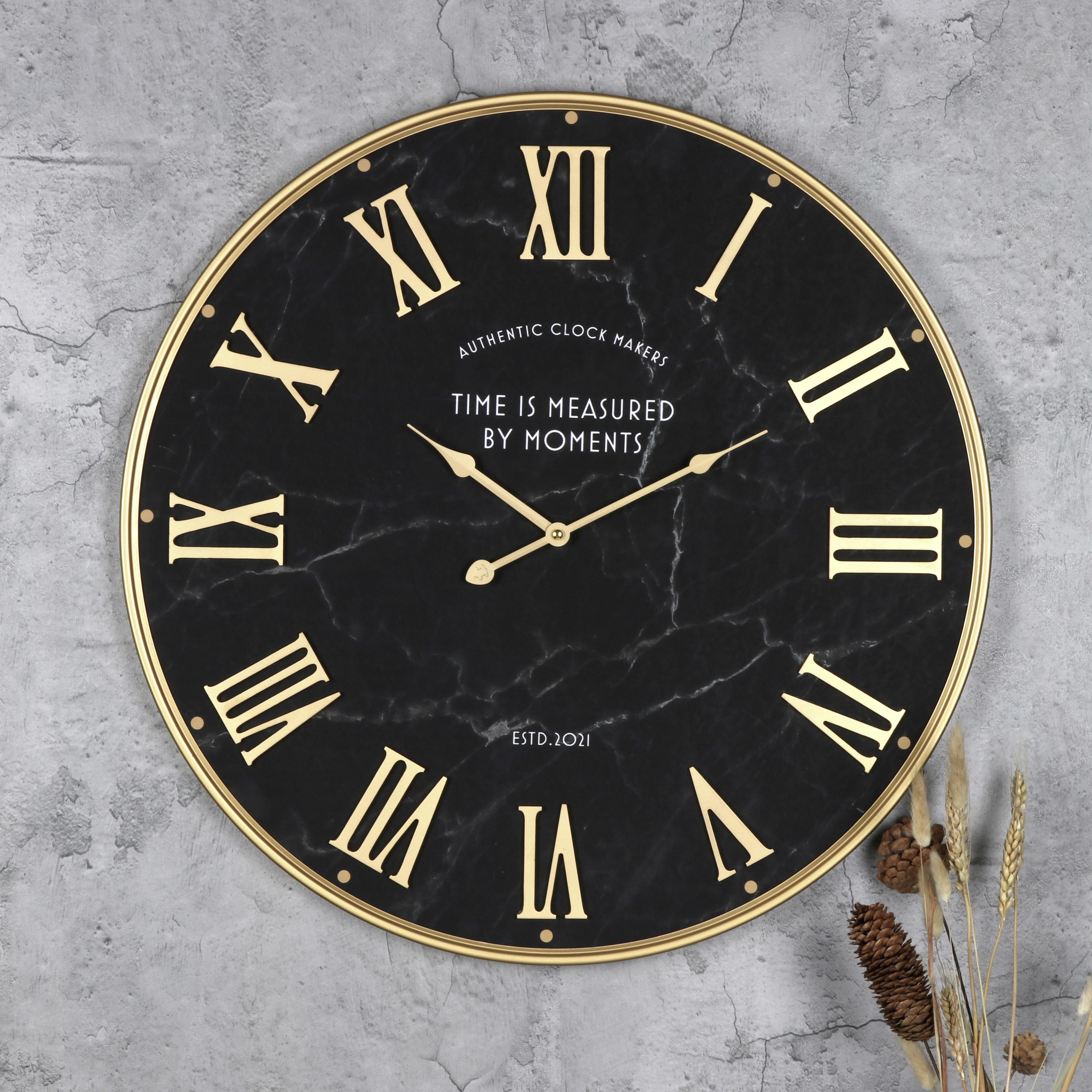 Nástenné Hodiny Marble, Ø: 60cm - čierna/biela, Moderný, kov (60cm) - Modern Living