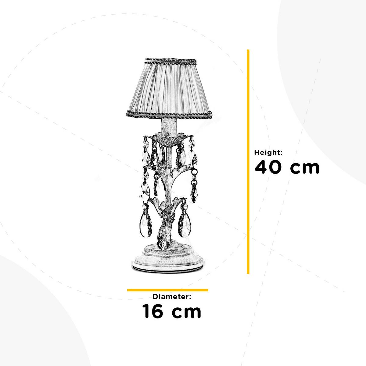 Kristall-tischleuchte 4669/l - Weiß, Natur, Glas/Textil (16/40cm)