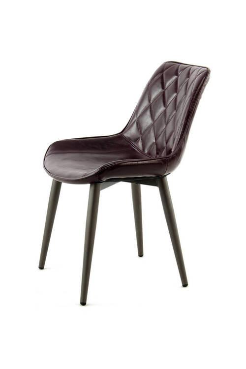Esszimmerstuhl Cecil Violett Gesteppt 2er-Set - Violett, LIFESTYLE, Leder/Metall (51/80/60cm) - Kayoom