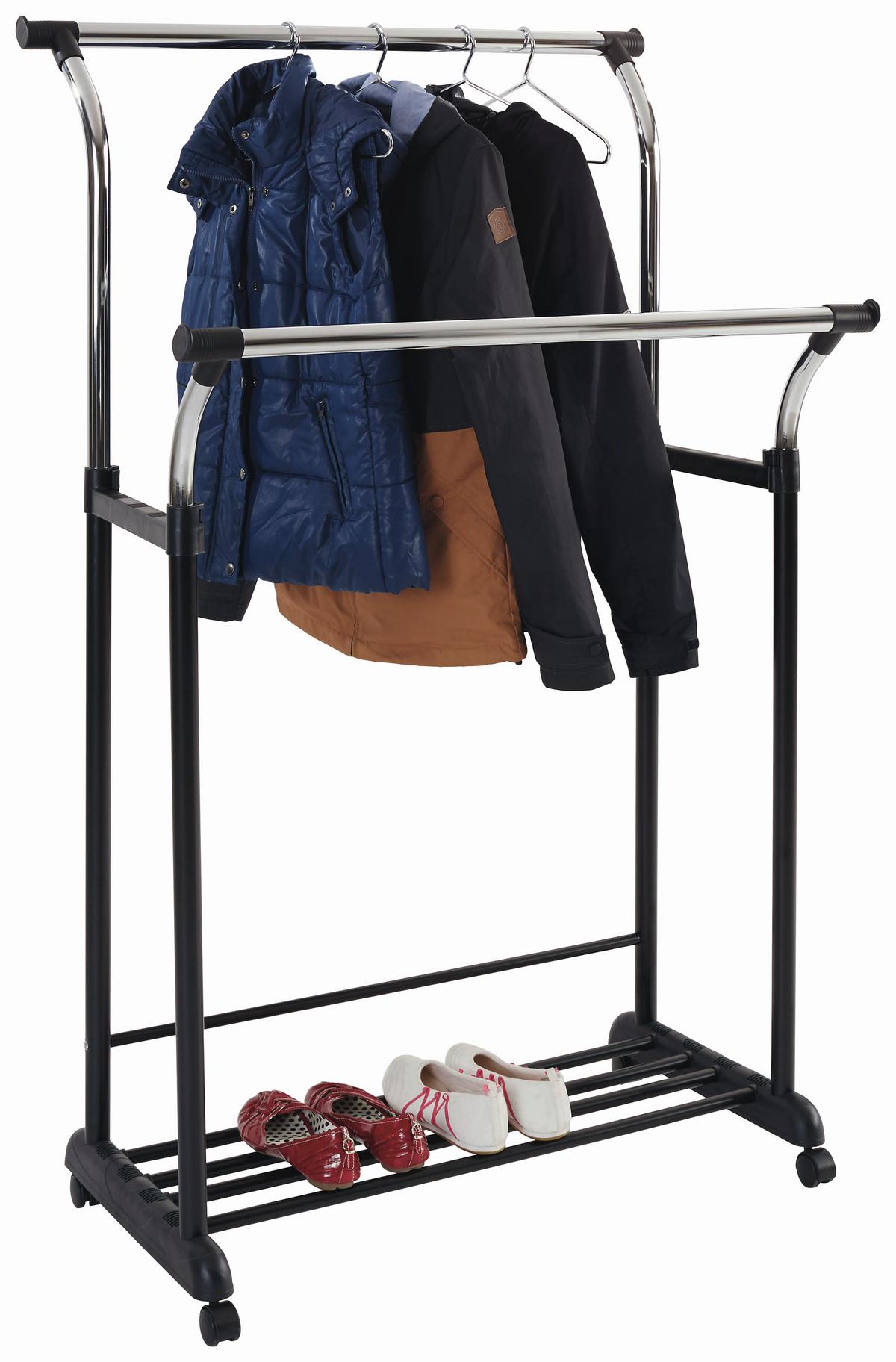 POJÍZDNÝ ŠATNÍ STOJAN SWING 2 -BP- - černá/barvy chromu, Moderní, kov/plast (83/104-167/58cm)