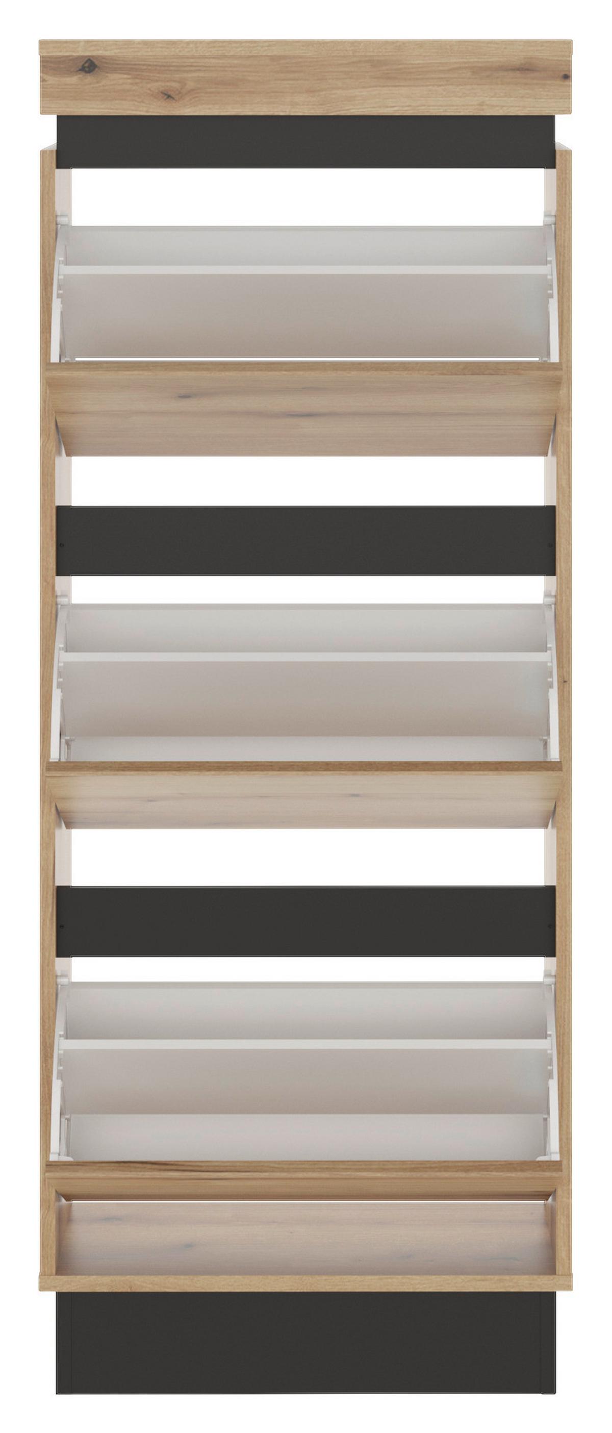 Schuhschrank Corte Grau/eiche Dekor B: 53,8 Cm - Trend, Holzwerkstoff (53,8/137,3/28,5cm)