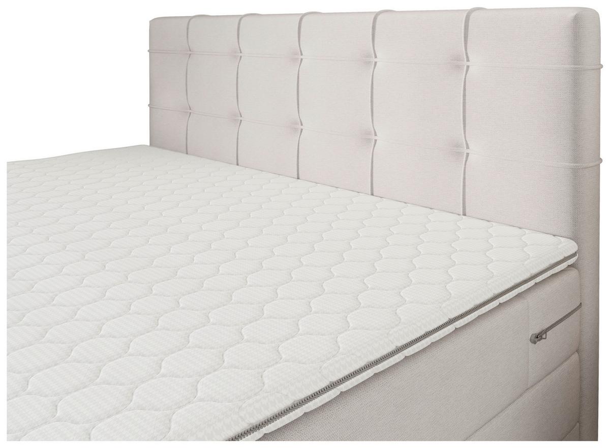 Boxspringbett Mitto mit Topper 180x200 cm - Silberfarben/Schwarz, KONVENTIONELL, Textil/Metall (180/200cm)