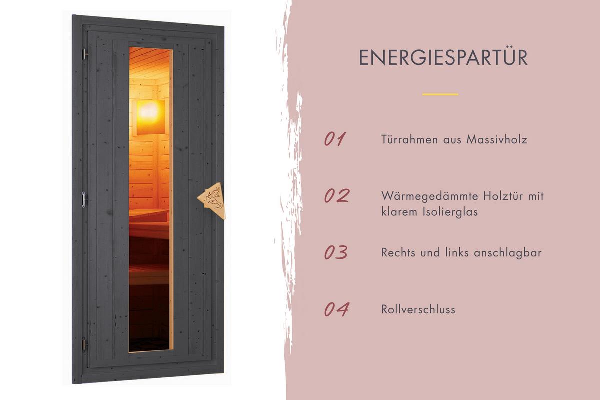 Saunahaus Bente 3 231/175/196 cm - Grau, Basics, Holz (231/175/196cm)