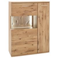 Highboard teilmassiv B: 90 cm Santori Eichefarben - Eichefarben/Schwarz, Design, Glas/Holz (90/122/37cm) - Livetastic