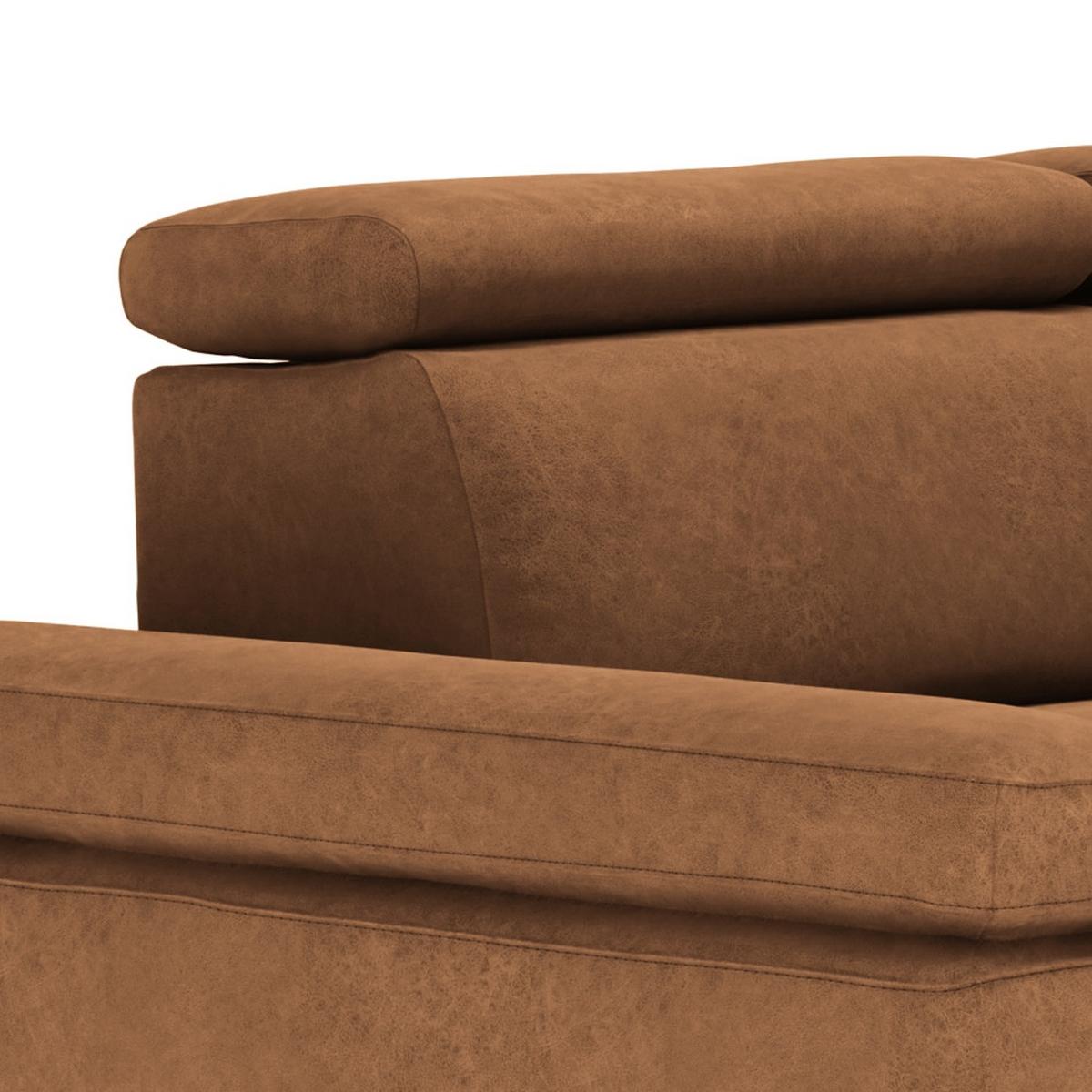 Ecksofa Elvis, Braun S: 259x182 Cm - Silberfarben/Braun, KONVENTIONELL, Textil (259/182cm) - Trendmanufaktur