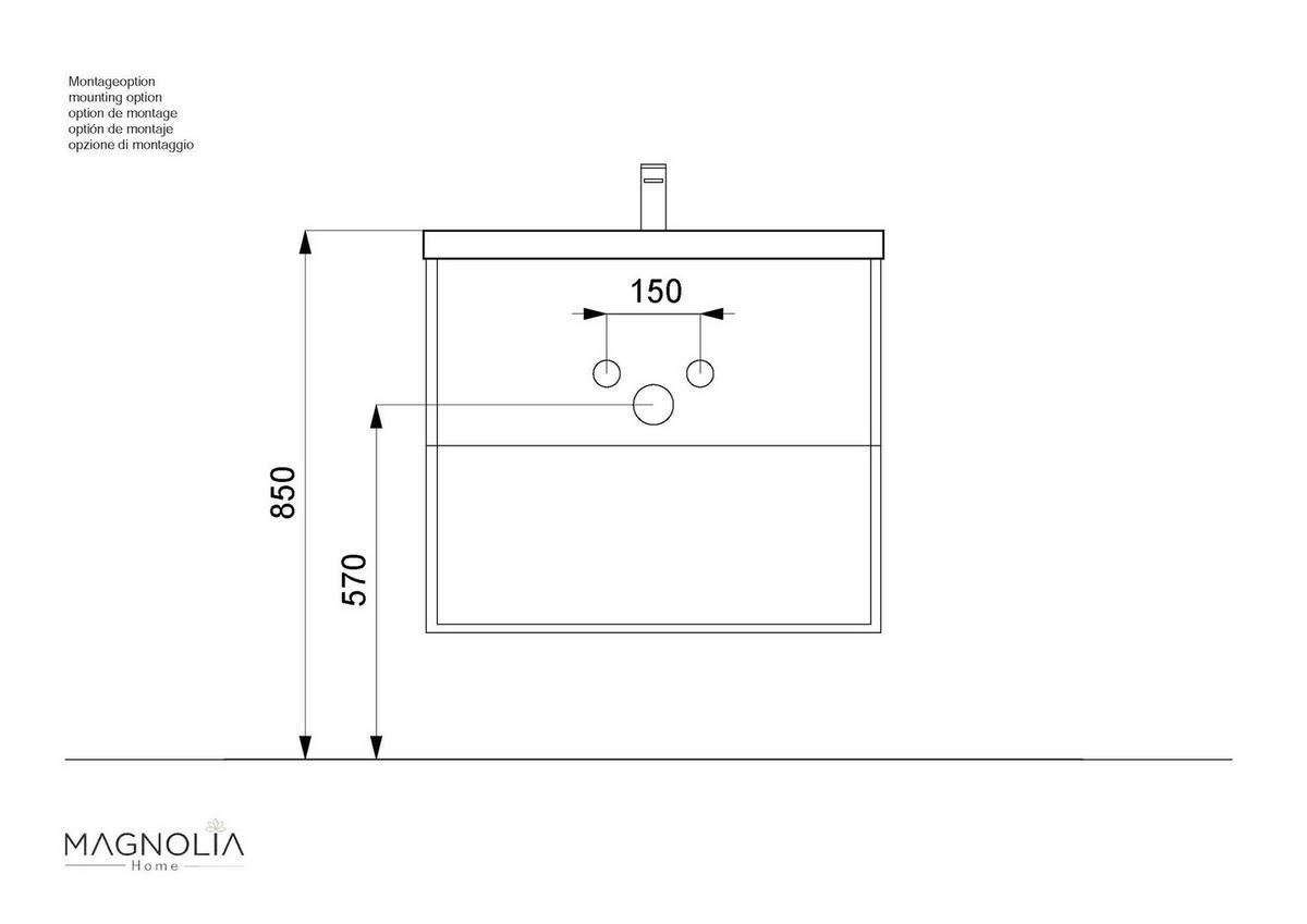 Waschtischkombi Apollo Eichefarben B: 61,5 cm - Eichefarben/Weiß, Basics, Keramik/Holzwerkstoff (61,5/56/46,5cm) - MID.YOU