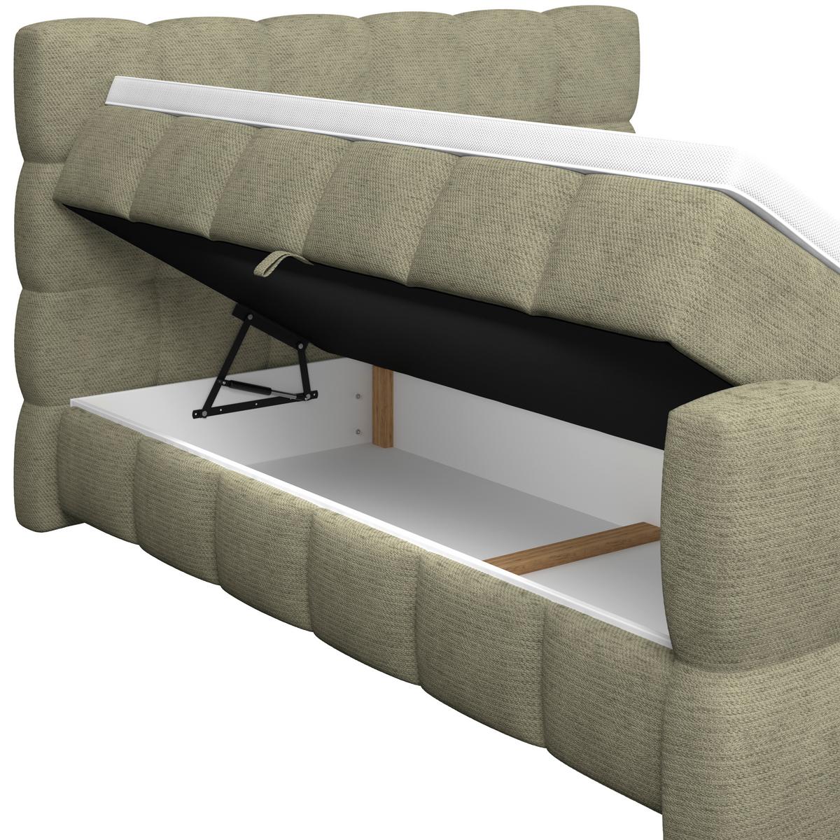 Boxspringbett Brisbane inkl. Bettkasten 160x200 - Schwarz/Grün, Trend, Holz/Holzwerkstoff (160/200cm) - Sembella