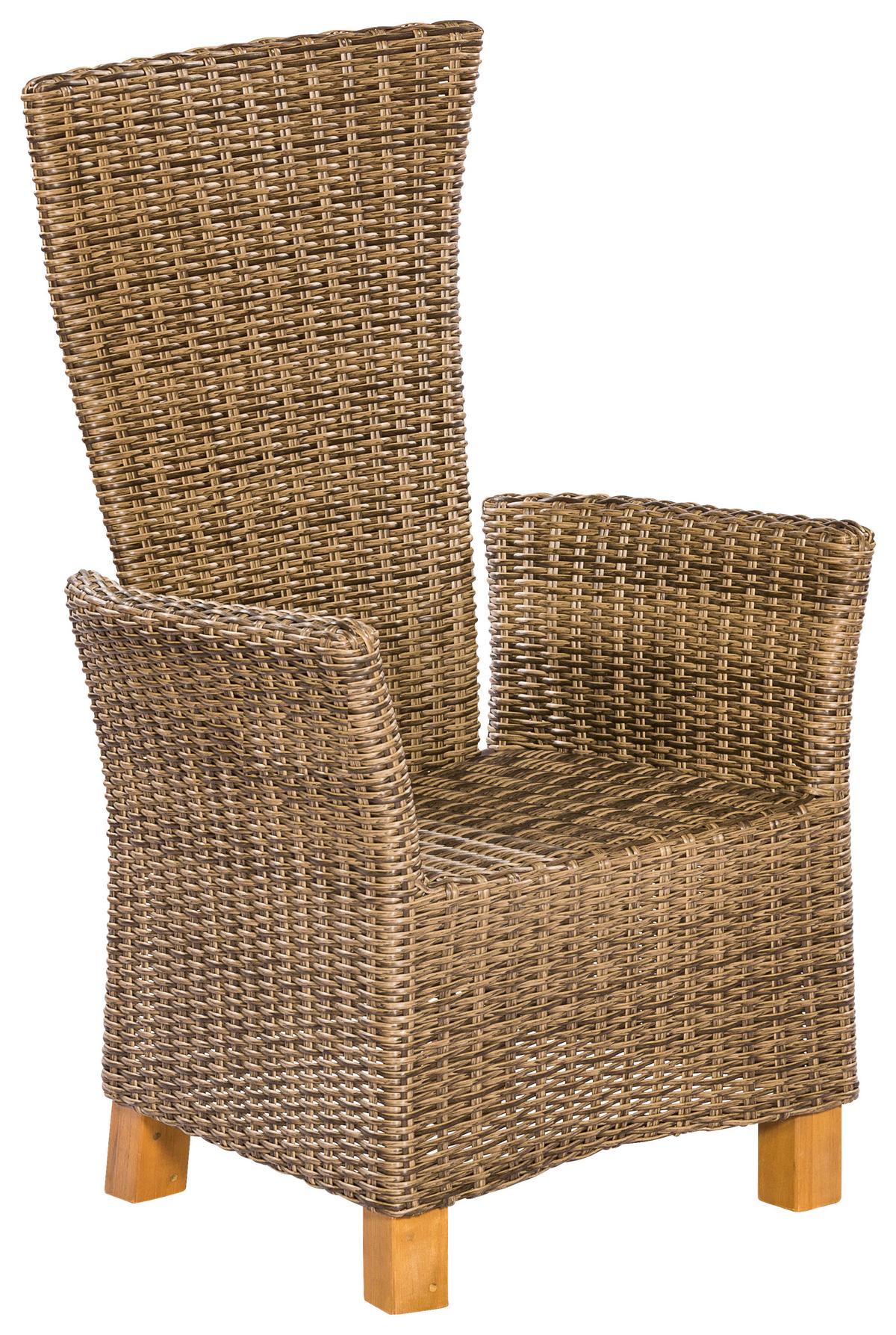Gartensessel 2er-set Toskana Metall/holz/kunststoff/textil - Naturfarben/Akaziefarben, KONVENTIONELL, Holz/Kunststoff (66/111/61cm) - Gardenson