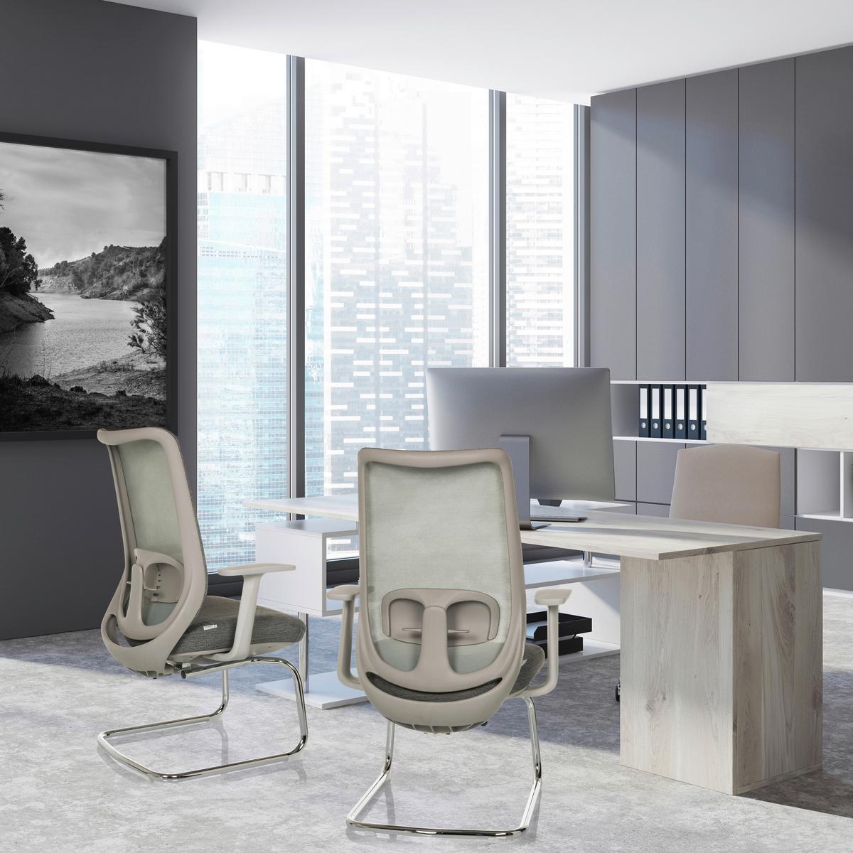 BESUCHERSTUHL Mileston Grau B: 67cm - Silberfarben/Grau, MODERN, Kunststoff/Textil (67/99/60cm) - MID.YOU