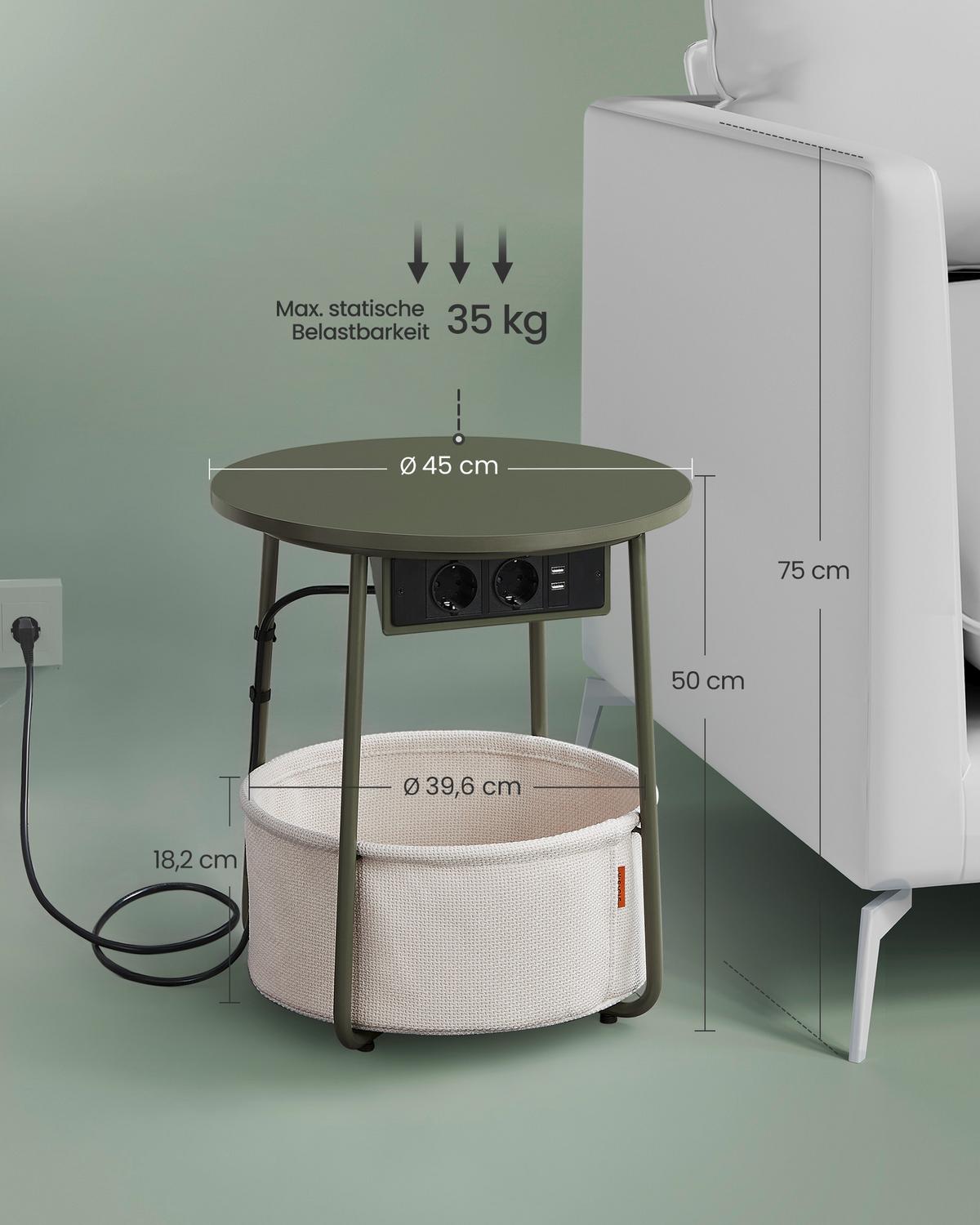 PRÍRUČNÝ STOLÍK ECO - čierna/zelená, Trend, kov/kompozitné drevo (45/50/45cm) - MID.YOU