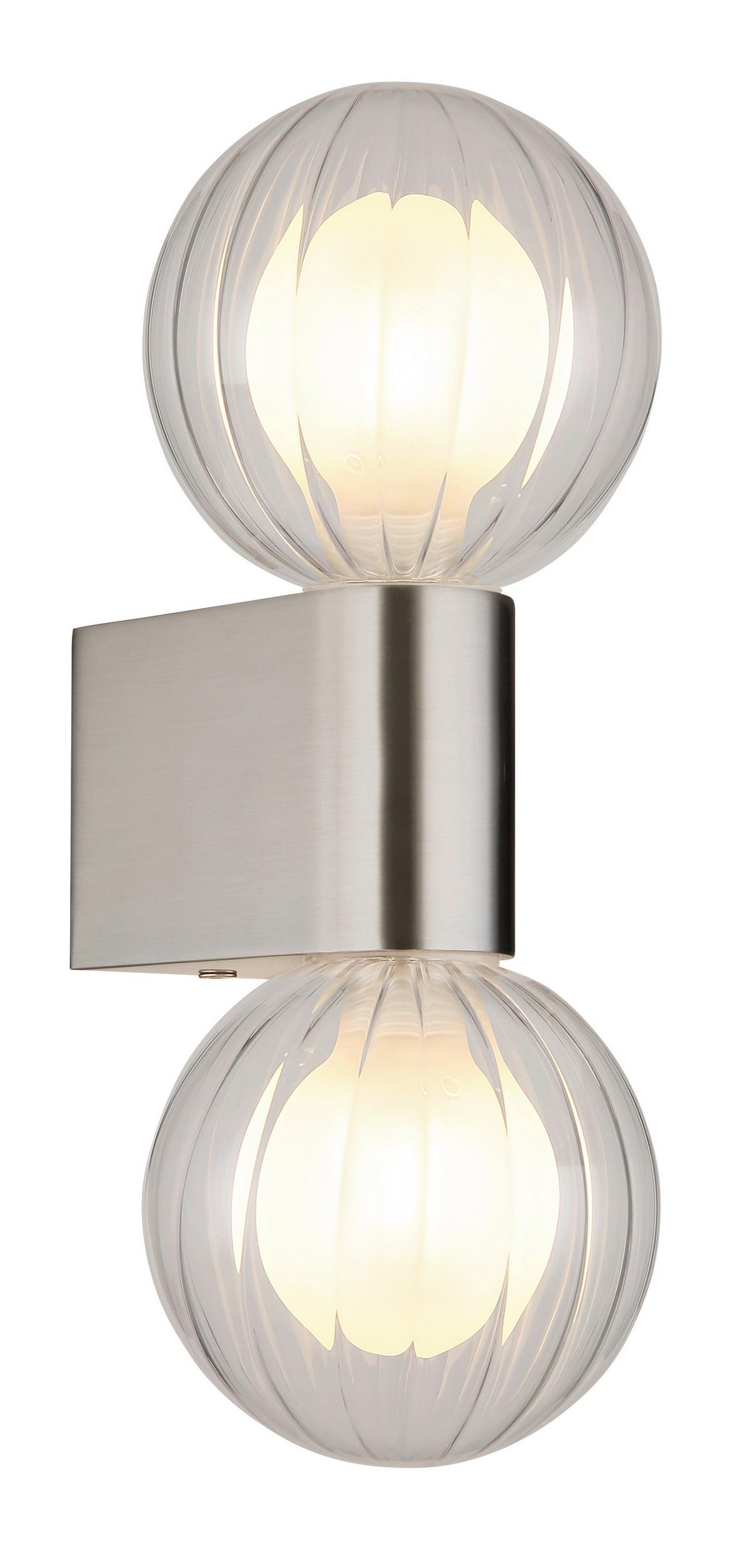 Badezimmer-Wandleuchte 41928-2n - Klar, KONVENTIONELL, Glas/Metall (10/12/26,5cm) - Globo