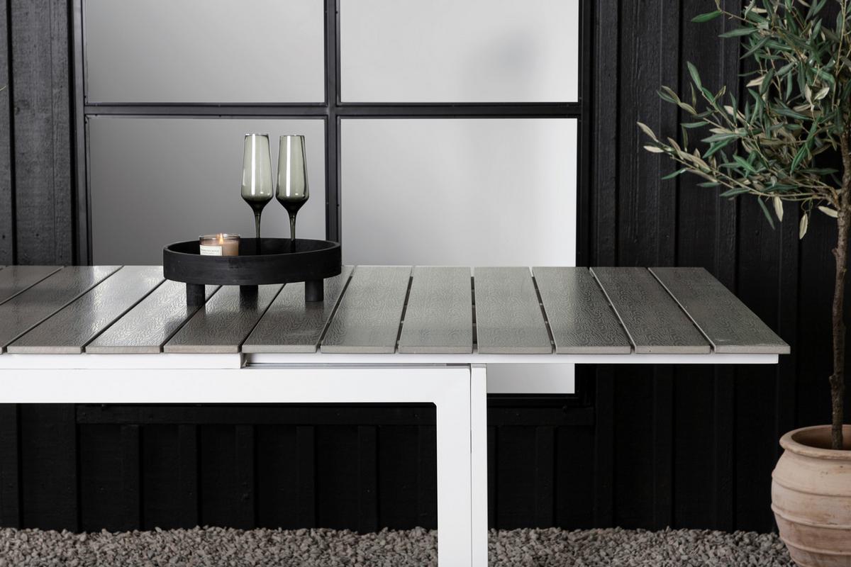 Gartentisch Levels - Weiß/Grau, KONVENTIONELL, Metall (160/100/75cm) - Gardenson