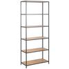 Regal Seaford B 77cm, Schwarz/eiche Dekor - Eichefarben/Schwarz, Trend, Holzwerkstoff/Metall (77/185/35cm) - MID.YOU