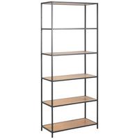 Regal Seaford B 77cm, Schwarz/eiche Dekor - Eichefarben/Schwarz, Trend, Holzwerkstoff/Metall (77/185/35cm) - MID.YOU