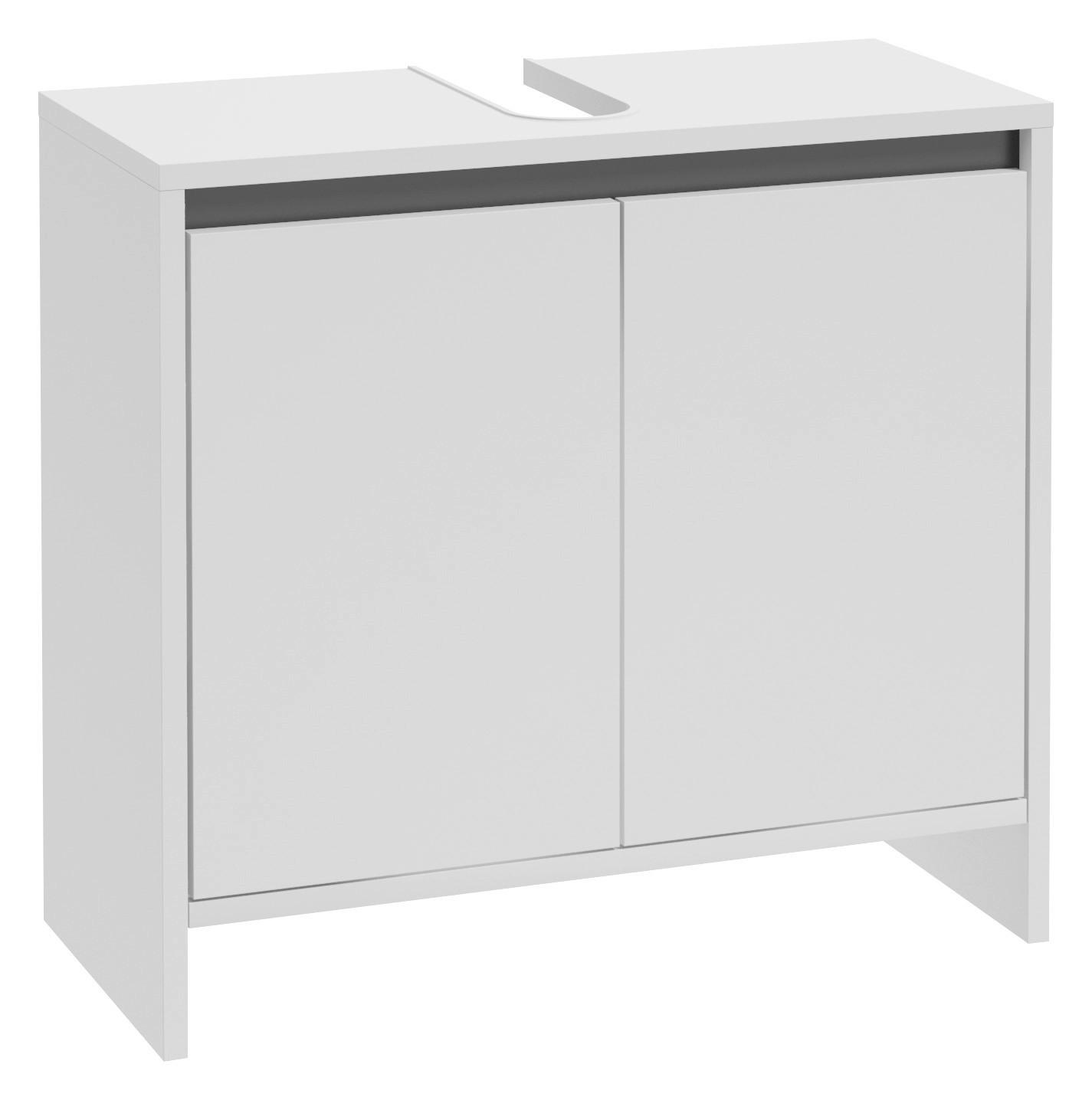 Waschbeckenunterschrank Slito B: 60cm Weiß - Anthrazit/Weiß, Basics, Holzwerkstoff (60/55/28cm) - P & B