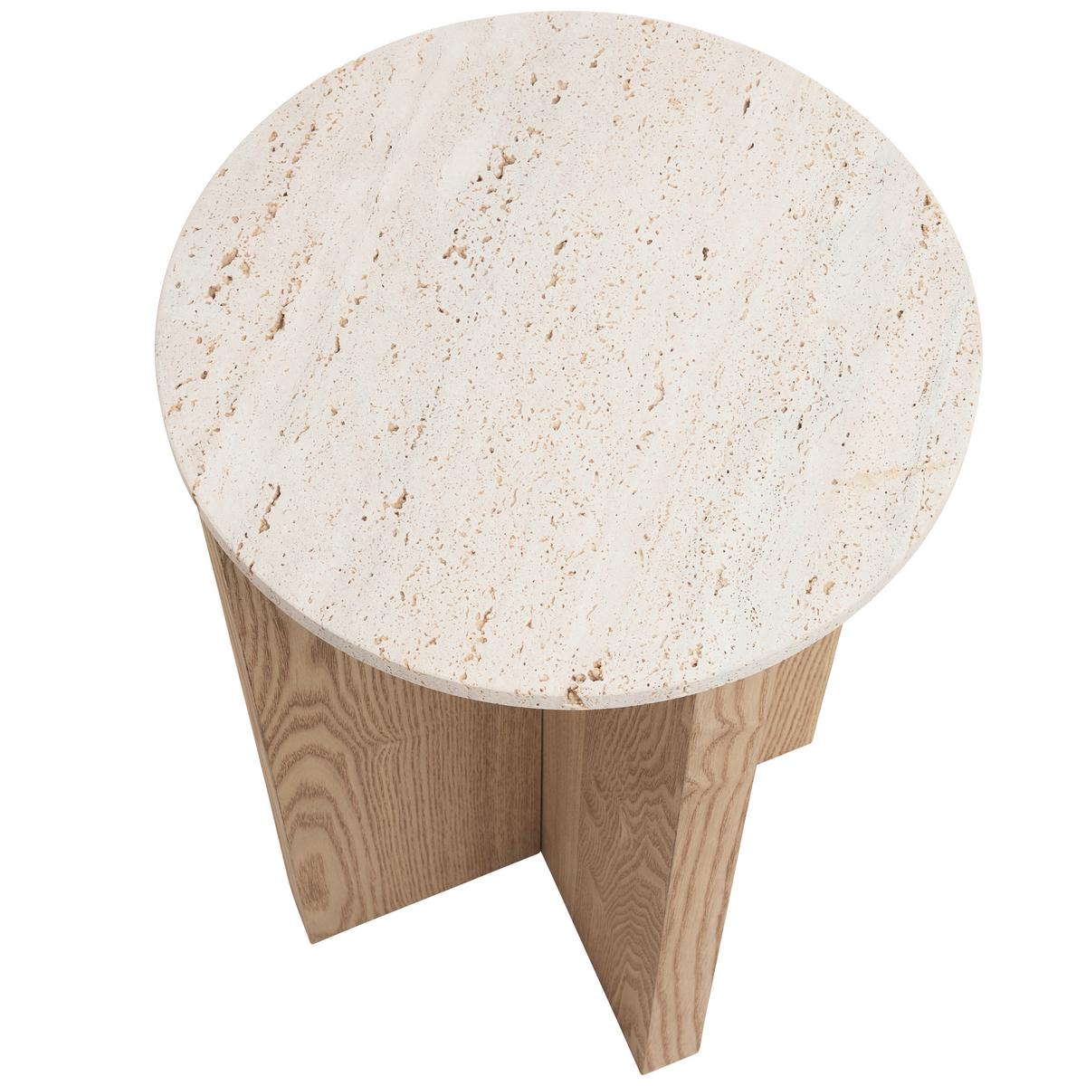 Príručný stolík MATERA p. 34 cm - prírodná farba, Modern, kompozitné drevo/kameň (34/54cm) - Premium Living