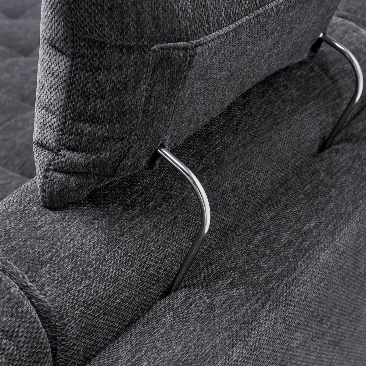 Rohová sedačka FOCUS L, ľavá, sivá ženilka - čierna/sivá, Konventionell, drevo/textil (167/256cm) - Based