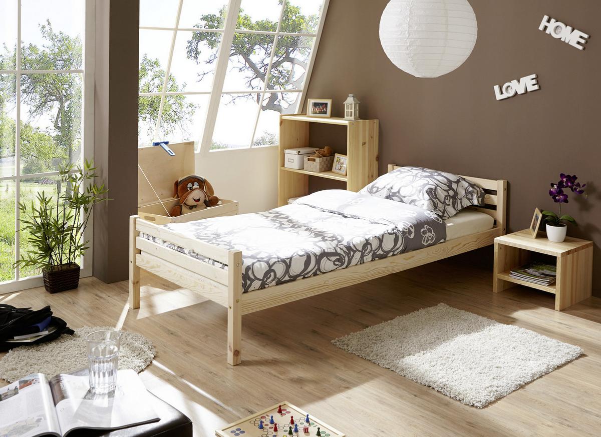 Massivholzbett 90x200 Nadine, Kiefer Natur - Kieferfarben, KONVENTIONELL, Holz (90/200cm) - MID.YOU
