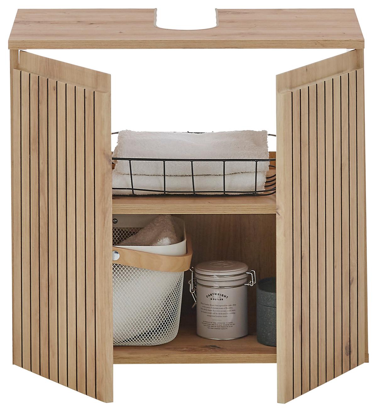 Waschbeckenunterschrank Austin B: 60 Cm Eiche Dekor - Schwarz/Eiche Artisan, MODERN, Holzwerkstoff (60/57/36cm) - MID.YOU