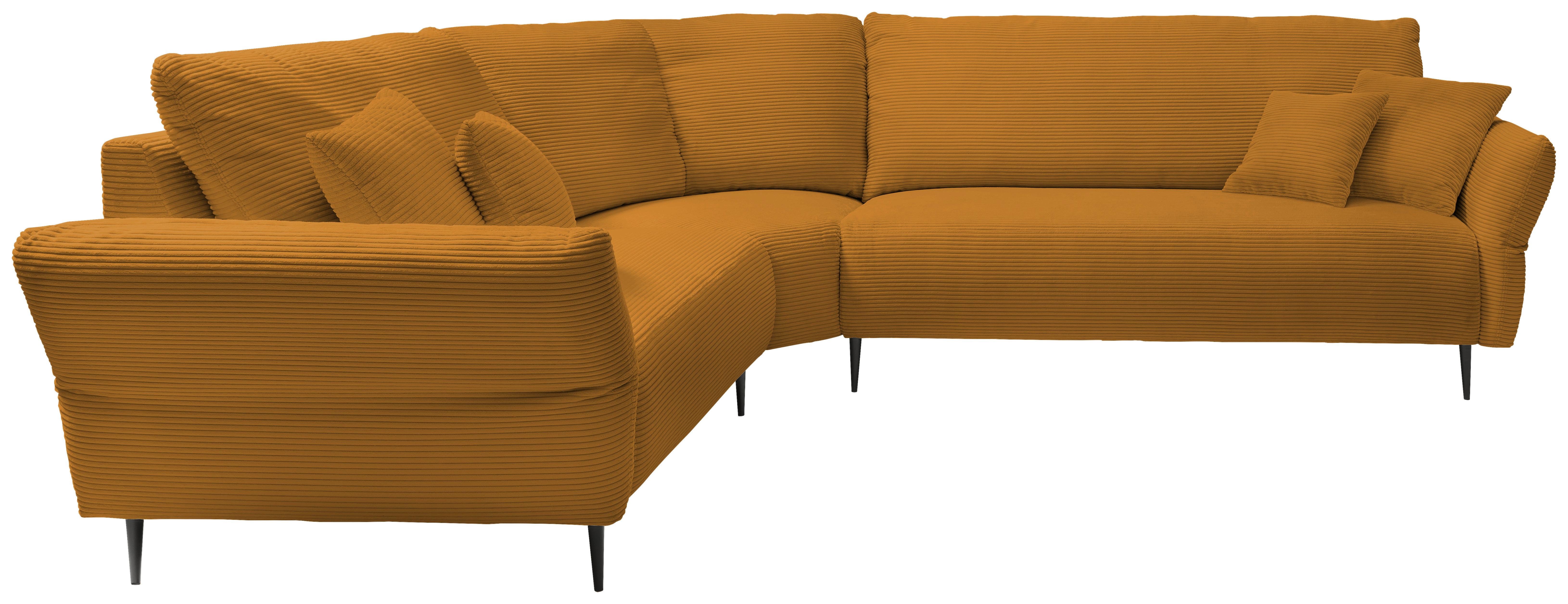 Ecksofa Vanilla Goldenfarben S: 256x294 cm - Goldfarben/Schwarz, Design, Textil (256/294cm) - Livetastic