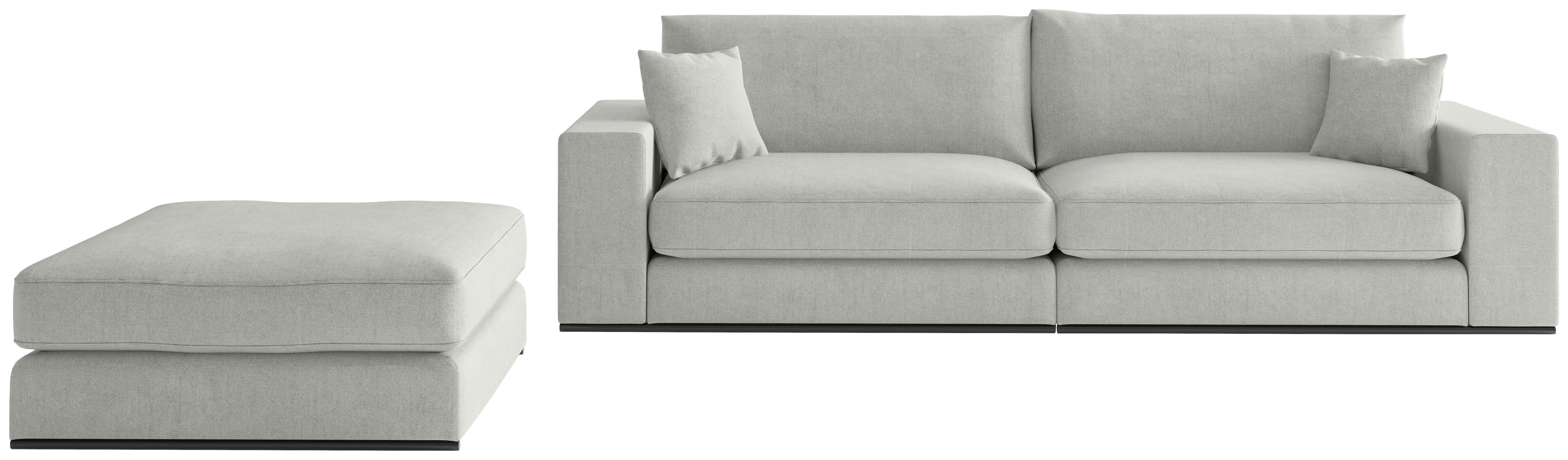 Sitzgarmitur Alberta 2-teilig Grau B: 139 Cm - Schwarz/Grau, Design, Holz/Textil (278/85/103cm) - Livetastic