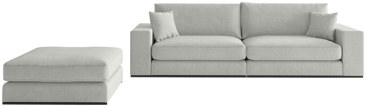Sitzgarmitur Alberta 2-teilig Grau B: 139 Cm - Schwarz/Grau, Design, Holz/Textil (278/85/103cm) - Livetastic