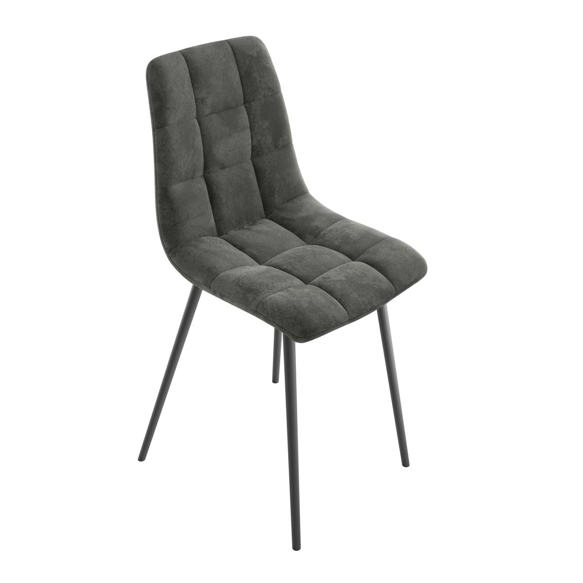 Esszimmerstuhl Lech Schwarz Gepolstert - Schwarz/Grau, KONVENTIONELL, Holz/Textil (45/88/55cm)