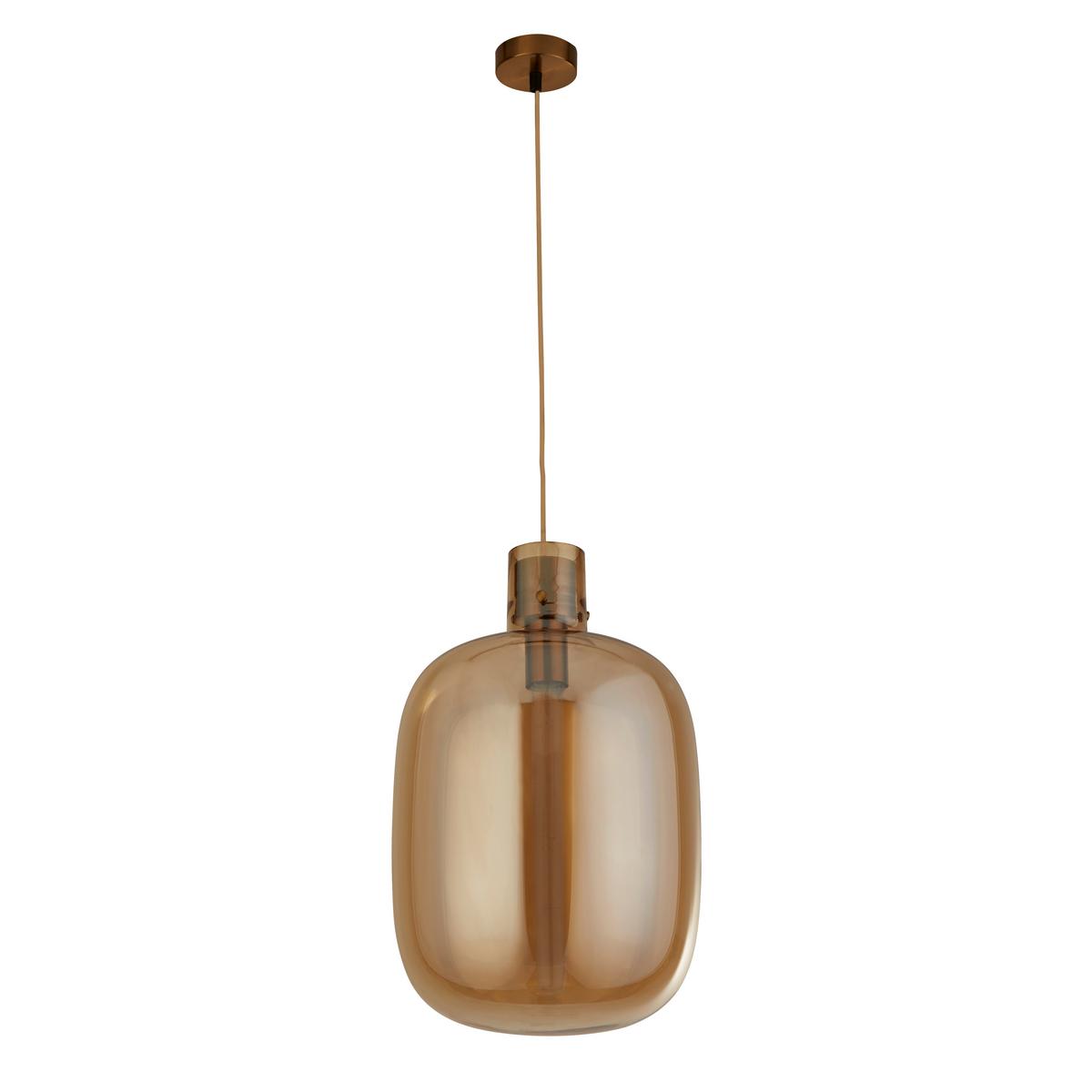 Hängeleuchte Barrel H: 127 cm, 1-Flammig, höhenverstellbar - Bernsteinfarben, Design, Glas/Metall (30/127cm)