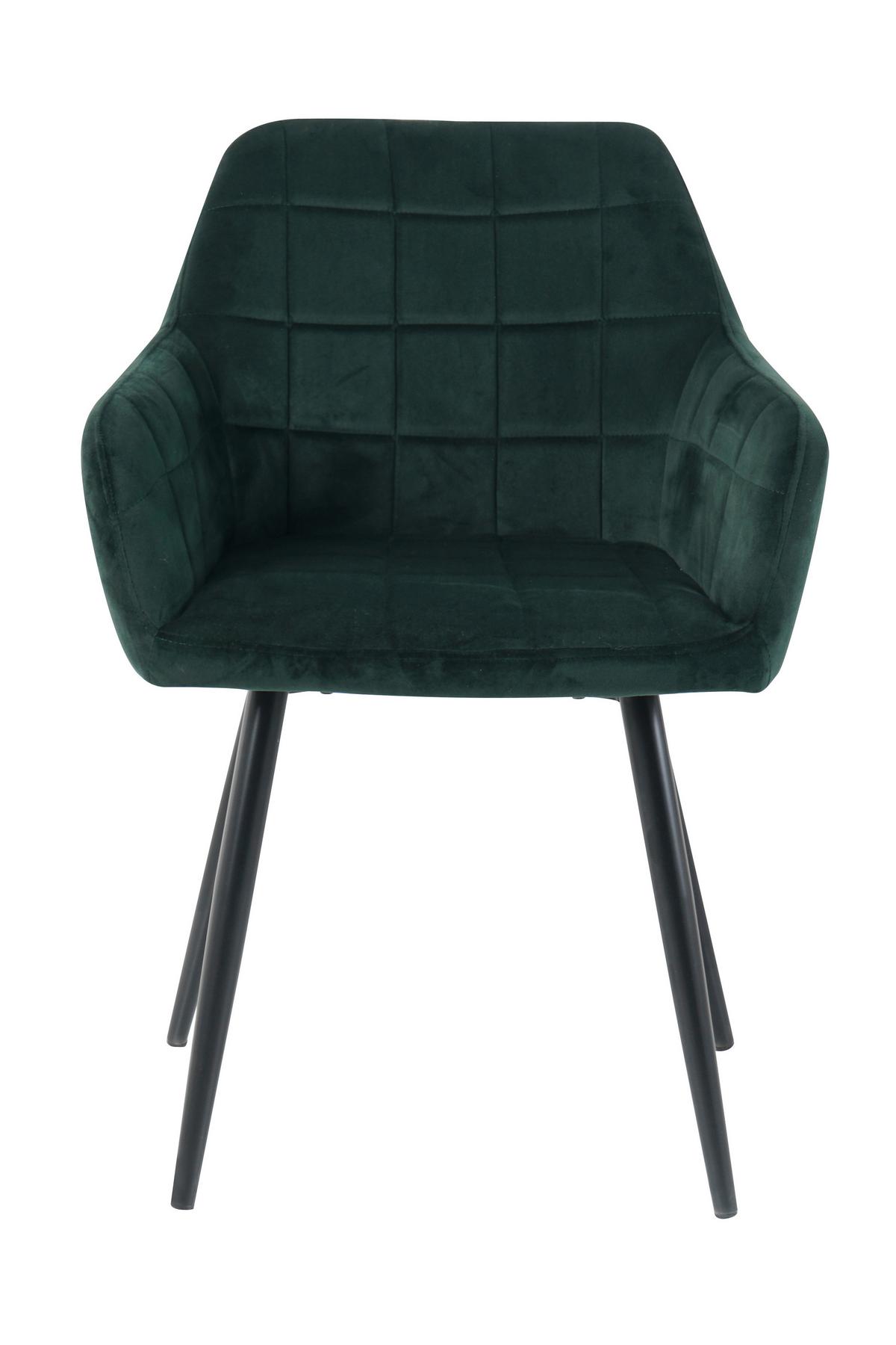 Armlehnstuhl-set Samt Grün, B: 59cm - Schwarz/Grün, Design, Textil/Metall (59/83/62cm) - Livetastic