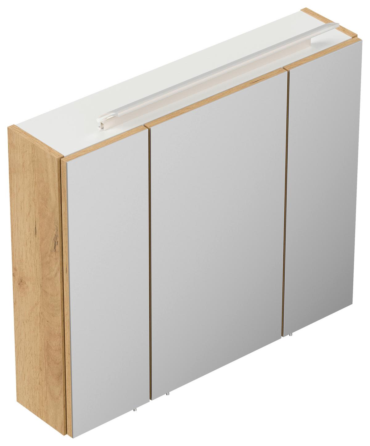 Spiegelschrank Eiche Dekor B: 75 cm - Eichefarben, MODERN, Glas/Holzwerkstoff (75/62/17cm) - MID.YOU