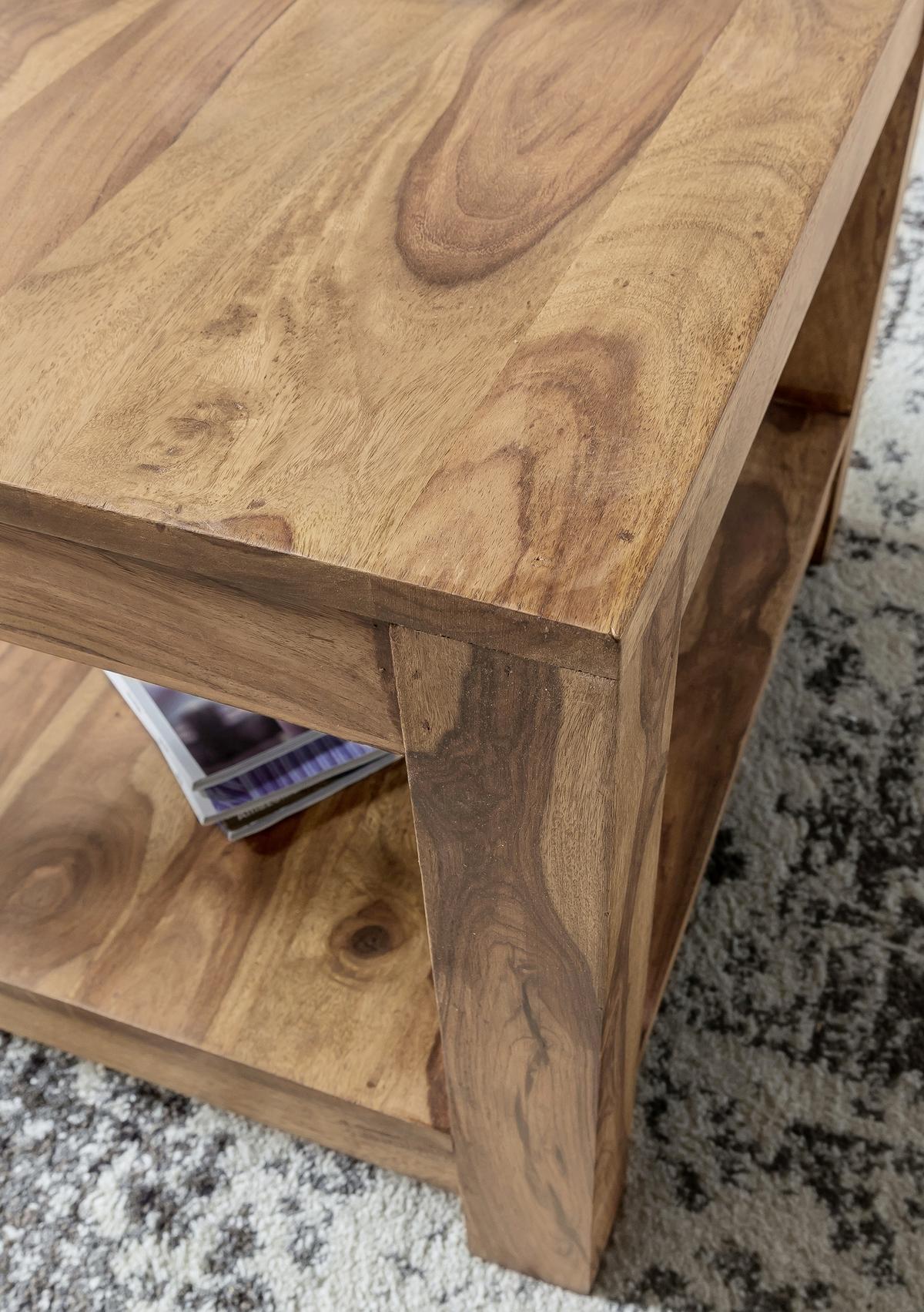 Couchtisch Holz Massiv inkl. Ablageplatte Mumbai, Akazie - Akaziefarben, Design, Holz (60/60/40cm) - MID.YOU