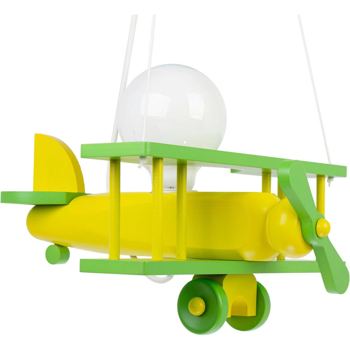 Kinderhängeleuchte 1041024 Flugzeug - Grün, KONVENTIONELL, Holz (29/31/75cm)