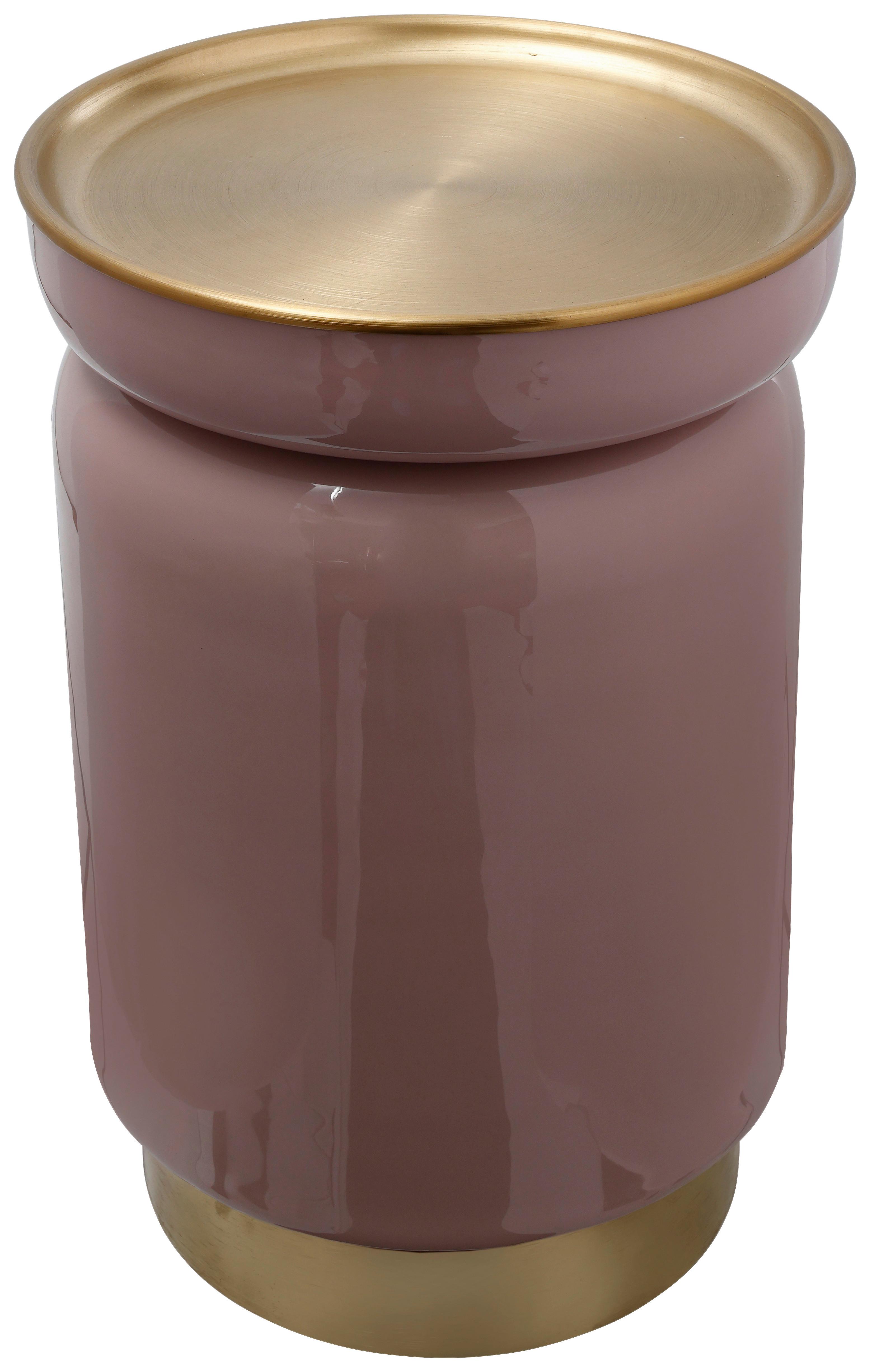 Beistelltisch Art Deco 175 Altrosa/goldfarben B: 31,5 Cm - Goldfarben/Altrosa, Design, Metall (31,5/46,5cm) - Kayoom