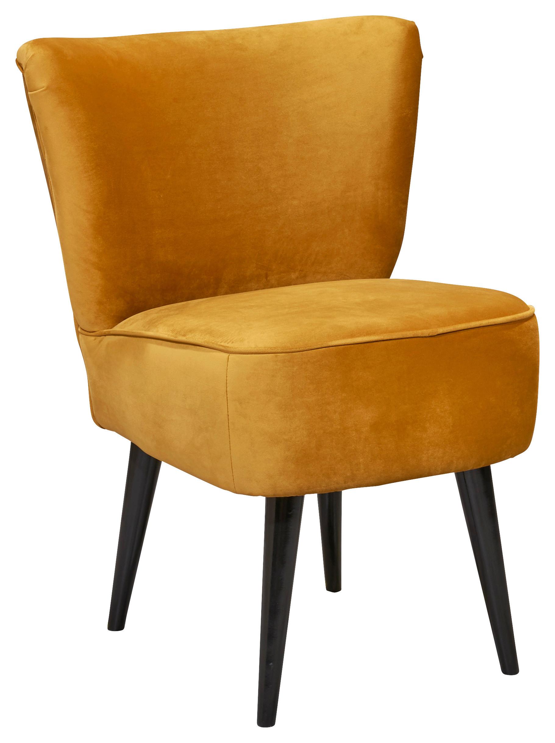 Polsterstuhl Lord Samtbezug gold, Beine: Massivholz - Goldfarben/Schwarz, Trend, Holzwerkstoff/Textil (65/89/70cm) - MID.YOU