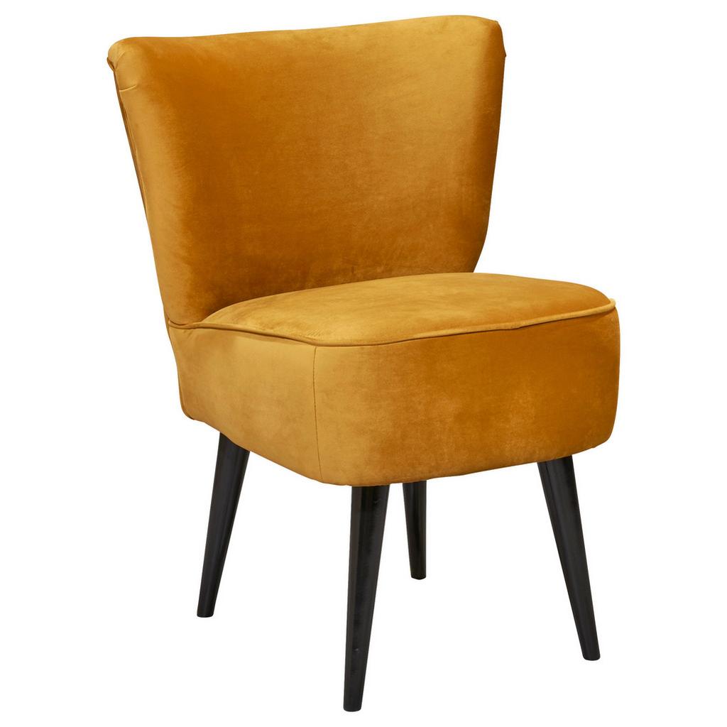 Polsterstuhl Lord Samtbezug gold, Beine: Massivholz