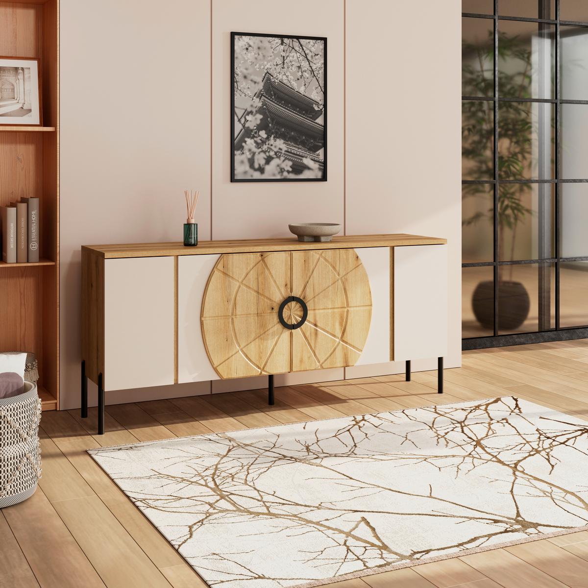 Phonotisch Hong Kong Eichefarben Kaschmir B: 160 cm - Kaschmir/Eichefarben, Trend, Holzwerkstoff (160/71,9/37,5cm)