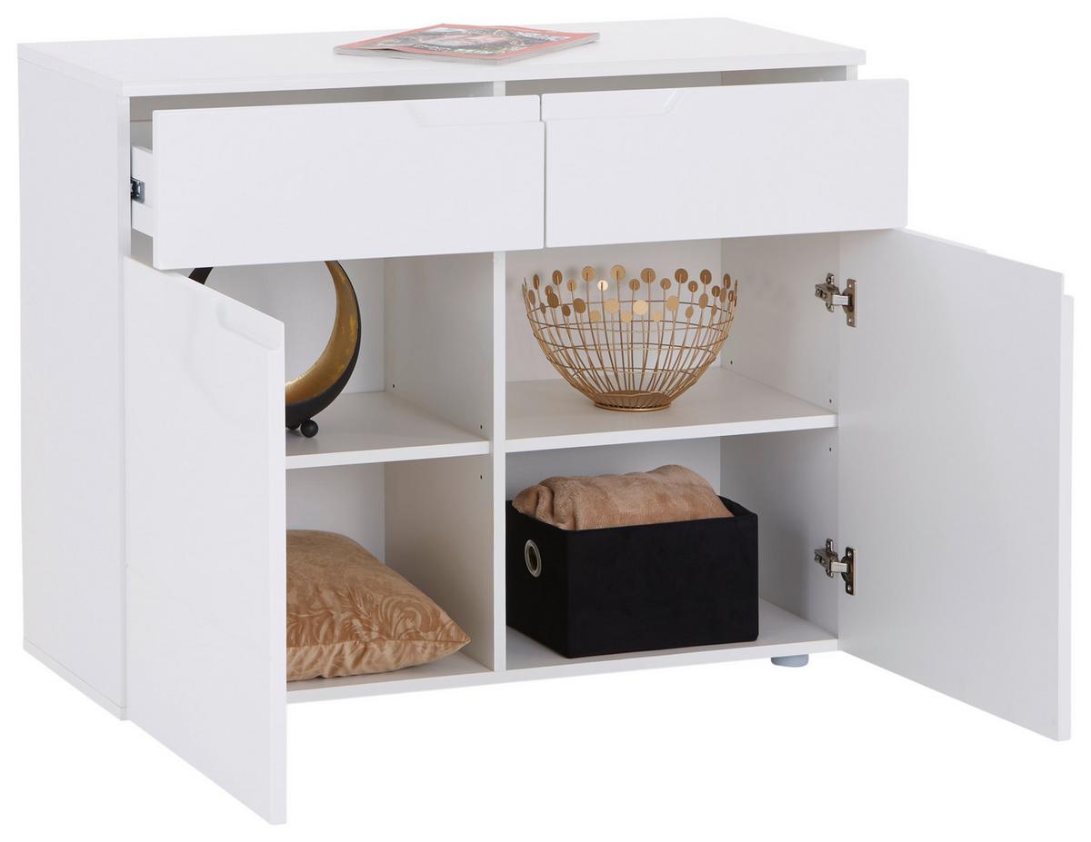 Kommode 100cm Hilton, Weiß Hilton - Weiß Hochglanz/Weiß, MODERN, Holzwerkstoff (100/81,4/40cm)