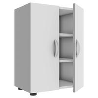 Skrinka na topánky ULAS biela - sivá/biela, Modern, kov/kompozitné drevo (49/74/30cm) - MID.YOU