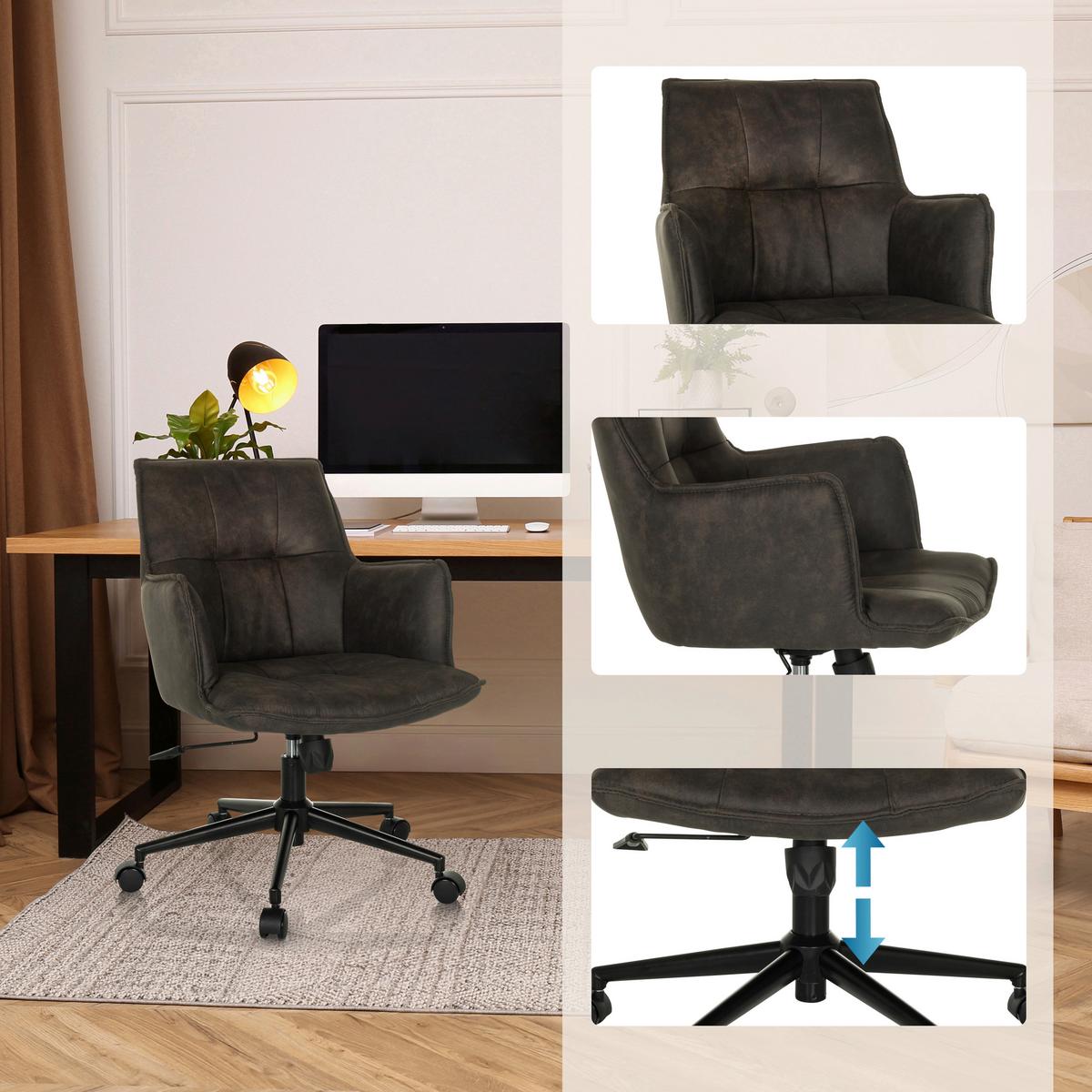 Drehstuhl Solao Life Dunkelgrau B: 54 cm - Dunkelgrau/Schwarz, MODERN, Kunststoff/Textil (54/85/70cm) - MID.YOU