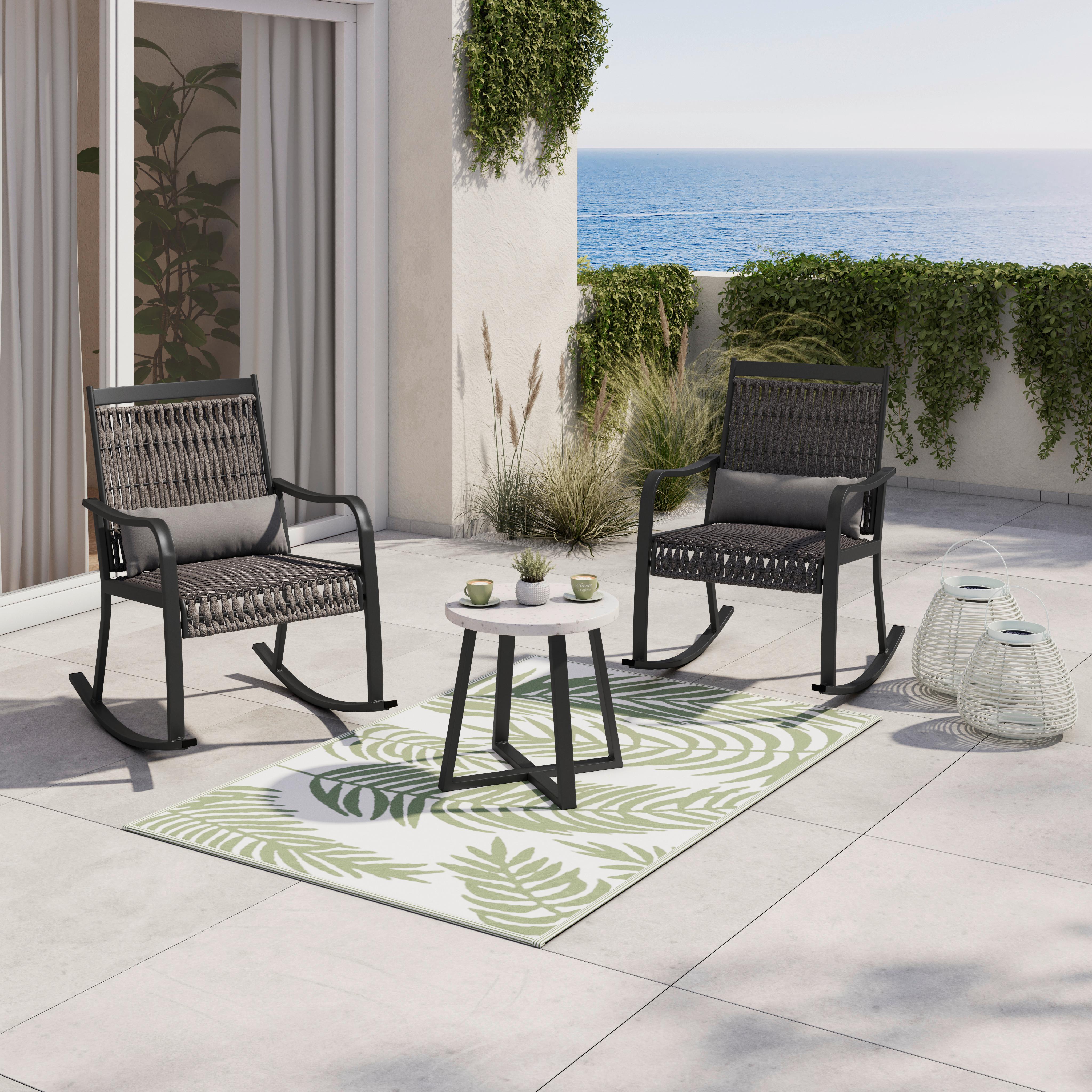 BALKÓNOVÁ ZOSTAVA MATHILDA - čierna/biela, Modern, kov/textil - Bessagi Garden