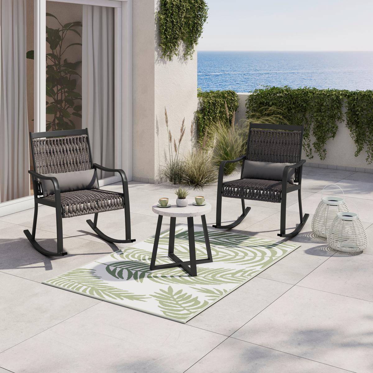 BALKÓNOVÁ ZOSTAVA MATHILDA - čierna/biela, Modern, kov/textil - Bessagi Garden