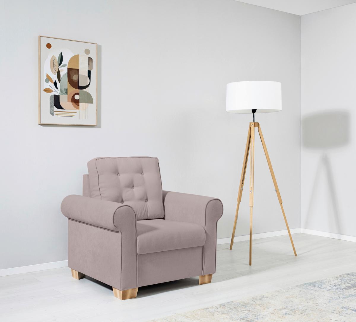 Sessel Arles, Taupe 1 B: 93 Cm - Taupe/Buchefarben, Design, Textil (93/89/82cm) - MID.YOU