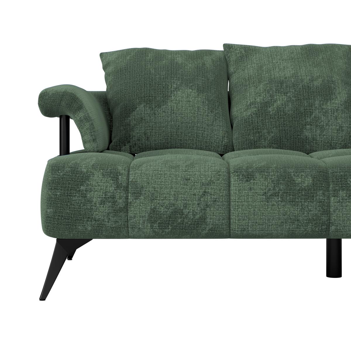 Rohová sedačka VANESSA NEW nutná š. dveří 90 cm, pravá - černá/zelená, Moderní, kov/textil (297/200cm)