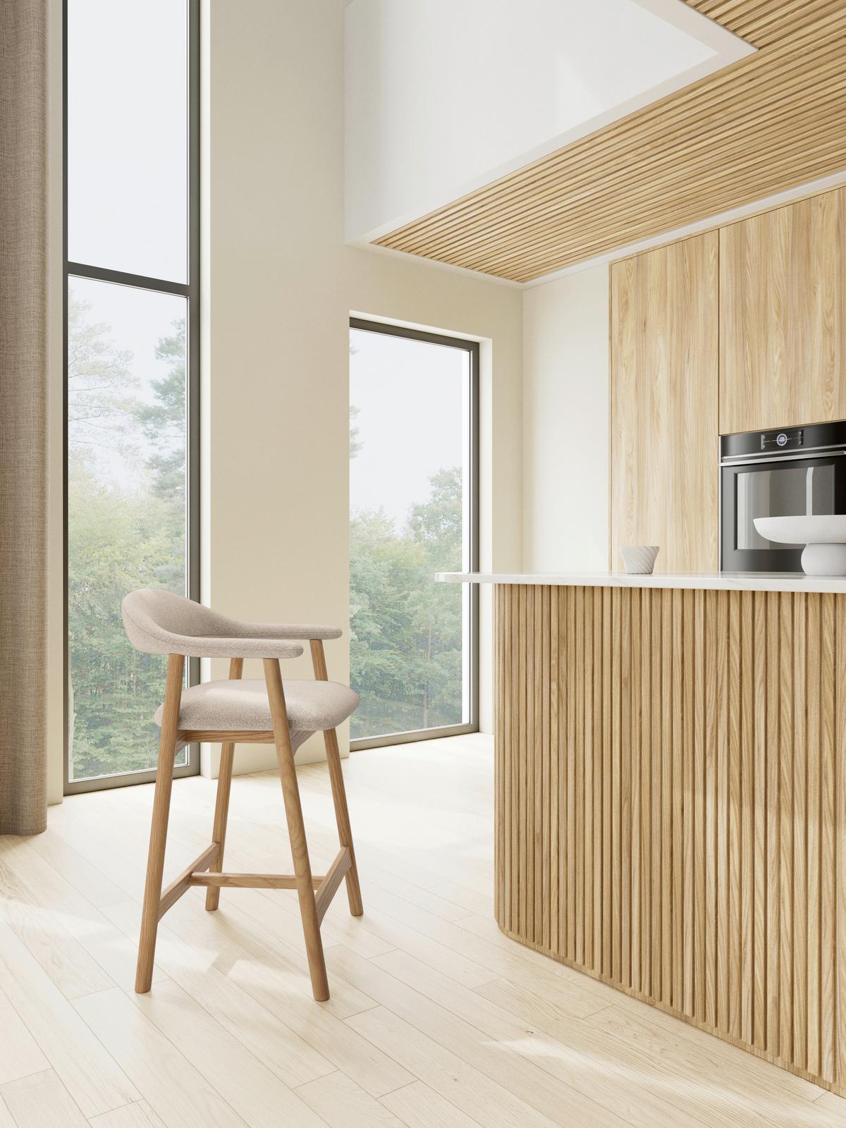 Pultová židle ADDI béžová - béžová, Moderní, dřevo/textil (52/91/52cm) - MID.YOU