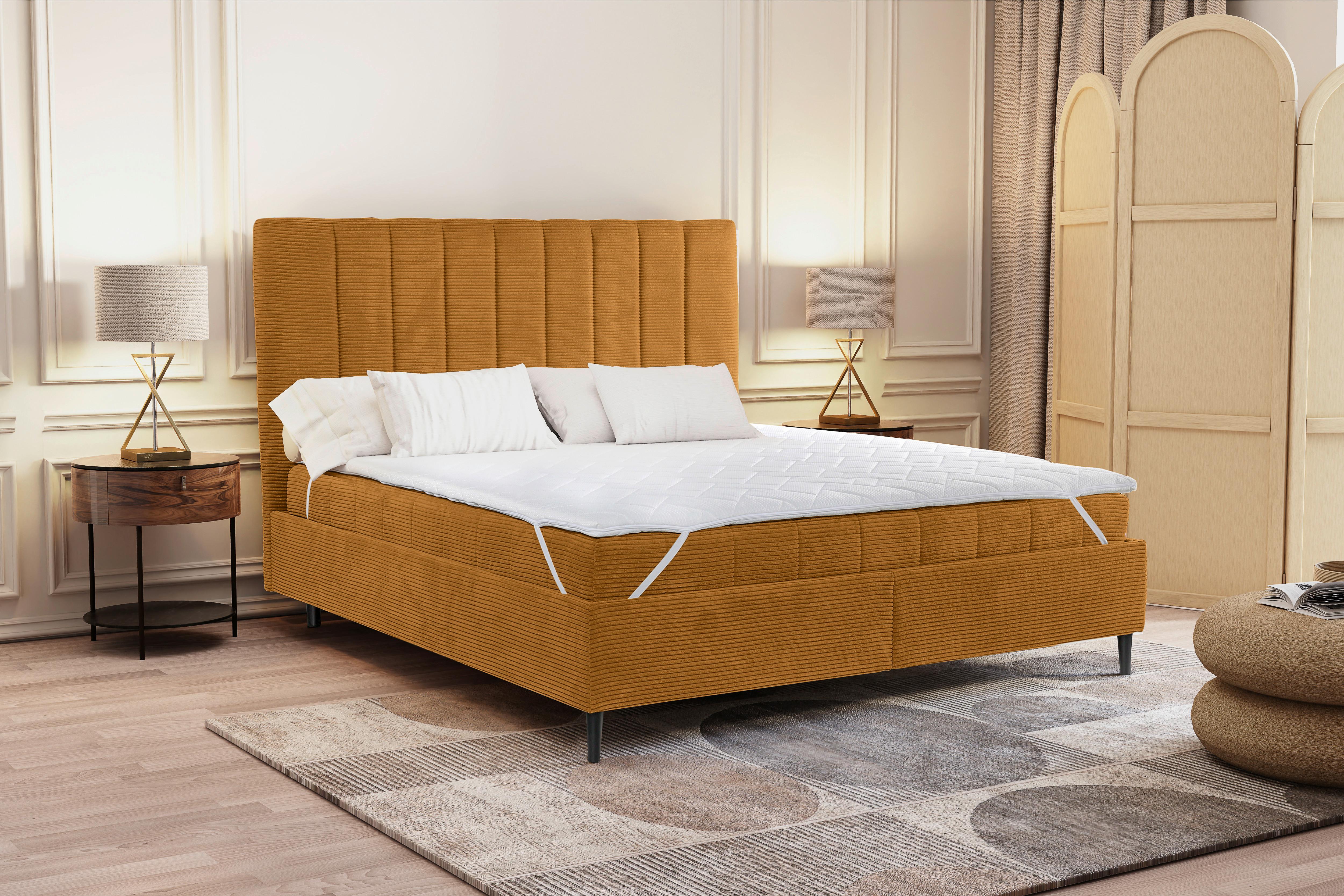 Polsterbett Mit Lattenrost Mia Kupferfarben 180x200 Cm - Creme/Schwarz, LIFESTYLE, Holz/Holzwerkstoff (180/200cm) - Livetastic